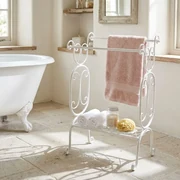 Organizzatore Angolare Forbena Per Bagno - 2 Ripiani Bianco, Legno