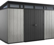 Casetta da giardino KETER in polipropilene Artisan grigio con porta doppio battente, superficie interna 7.4 m² e spessore parete 20 mm