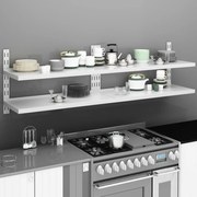 Mensole Galleggianti A 2 Livelli 2 Pz İn Acciaio Inox 200x30 Cm /