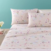 Completo Lenzuola in Cotone Damasco Singolo Caleffi Floreale