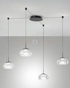 Brena sospensione in vetro trasparente 4 luci a led cct 2700k - 300...
