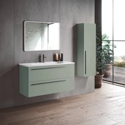 Mobile da bagno sotto lavabo VISOBATH musgo laccato opaco L 100 x H 55 x P 45 cm 2 cassetti, lavabo non incluso