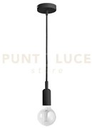Gso091- pendente flash cavo in stoffa e rosone nero satinato 1 luce...