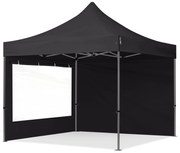 TOOLPORT 3x3m gazebo pieghevole con laterali (finestre panoramiche), PREMIUM acciaio, nero - (600002)