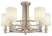 Lampadario Contemporaneo Vittoria Metallo Oro 5 Luci Diffusori In Pvc Crema