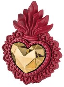 BONGELLI PREZIOSI cuore ex voto rosso e oro 12 x 16 h