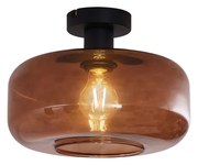 Lampada da soffitto retrò nera con vetro bronzo - Bizle