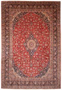 Kashan Tappeto 390 x 270 Rosso (Iran) Annodato A Mano