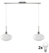 Lampada a sospensione LED su cavo HARMA 2xE27/60W/230V cromo opaco/bianco