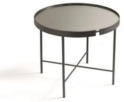 Tavolino tondo in metallo con vetro Fumč CHRIS 60