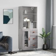 Credenza grigio sonoma 69,5x34x180 cm in legno multistrato