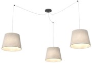 Sospensione 3 Luci Ascot Con Fermacavi E Paralumi Beige