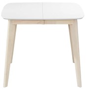 Tavolo da pranzo allungabile scandinavo quadrato bianco e legno L90-130 LEENA