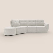 Cerbero divano angolare con pouf mobile in morbido bouclé impermeabile T07 bianco