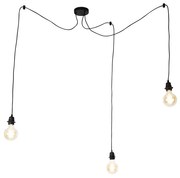 Lampada a sospensione industriale nera 3 luci - Cava