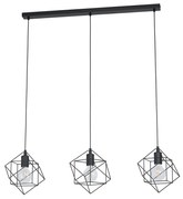 Lampadario Industrial Straiton 3 Luci Acciaio Nero