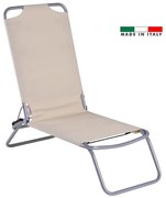 Lettino senza cuscino Idea FIAM in acciaio grigio e seduta beige