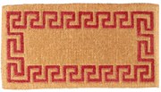 Zerbino Imperiale in Cocco Naturale con Cornice Grecata Rossa 45x90 cm – Made in India