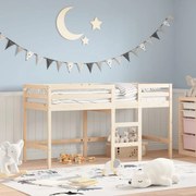 Letto soppalco con scala bambini 80x200cm massello pino