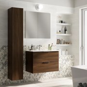 Mobile bagno sospeso con lavabo L 80 x H 55 x P 45 cm noce browny 2 cassetti per vasca centrale Jnka