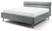 Letto matrimoniale imbottito azzurro con contenitore con rete inclusa 180x200 cm Lotte – Meise Möbel