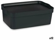 Scatola portaoggetti con coperchio Antracite Plastica 6 L 21 x 11 x 32 cm (12 Unità)