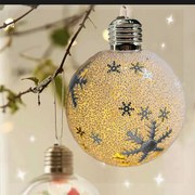 Pallina con Led decorata con Fiocco di neve per Albero di Natale a batteria Wisdom