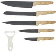 Set 5 coltelli e pelaverdure con manico effetto legno
