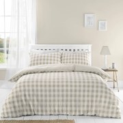 Biancheria da letto in crêpe bianca e beige per letto singolo 135x200 cm Gingham Check - Catherine Lansfield