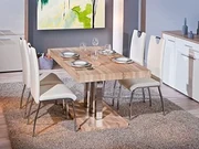 Tavolo da pranzo allungabile legno scuro, gambe incrociate nere L. 160x90-  Arpa