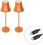 Set di 2 lampade da tavolo retrò arancioni ricaricabili IP44 - Granny