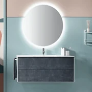 Mobile Bagno Sospeso 120 Cm Due Cassetti Specchio Con Illuminazione Led Italbagno "Step"