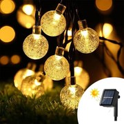 Catena decorata con 50 Perle a Led Bianco Caldo 5 metri con pannello solare Wisdom