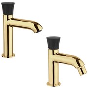 Coppia rubinetti lavabo e bidet oro spazzolato Jacuzzi serie Illumina per piletta click clack