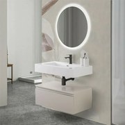 Mobile bagno 80 cm grigio perla lavabo sospeso e specchio LED Iside