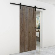 Porta scorrevole reversibile Horse Ebano in legno marrone, L 96 x H 215 cm, con binario Country nero