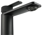 Rubinetto per lavabo a canna media getto laminare cristallino Neo nero verniciato opaco SENSEA H 15.55 cm