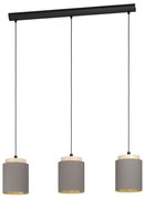 Lampadario Industrial Albariza 3 Luci Metallo Nero E Marrone