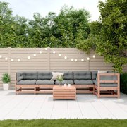 Set divani giardino 7 pz con cuscini legno massello di douglas