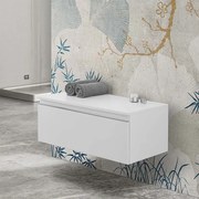 Cassettone sospeso bagno 80 cm bianco lucido   Iside