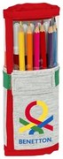 Astuccio per la Scuola con Accessori Benetton Pop Grigio (27 Pezzi) (7 x 20 x 7 cm)