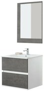 Mobile Bagno Feridras Cemento L.60xP.47xH.57 con Lavabo e Specchio