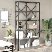 Libreria grigio sonoma 100x26x180cm legno multistrato e metallo