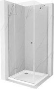 Mexen Roma cabina doccia a battente 90 x 90 cm, trasparente, cromo + piatto Flat - 854-090-090-01-00-4010