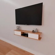 Mobile TV Sospeso 120x20x18 cm 2 Ante E Vano A Giorno Delta Rovere E Bianco