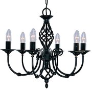 Lampadario Industrial-Nordico Zanzibar Acciaio Nero 6 Luci E14