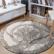 Tappeto rotondo grigio con mandala Larghezza: 120 cm Lunghezza: 120 cm