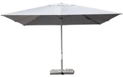 Ombrellone a palo centrale bianco / argento SOMBRA CONTRACT NATERIAL L 400 x 400 cm con telo grigio