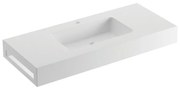 Lavabo a incasso rettangolare L 120 x H 14 x P 46 cm in solid surface bianco