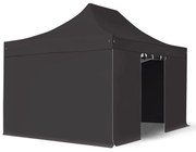 TOOLPORT 3x4,5m gazebo pieghevole PES con laterali, PROFESSIONAL alluminio, nero - (600199)